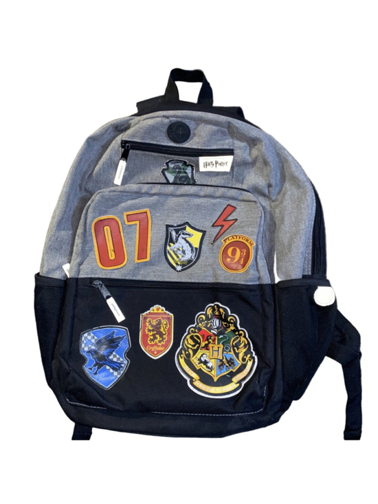 Harry Potter Handbags - Harry Potter Backpack with Hogwarts Crest Laptop Sleeve One Size Gray Black